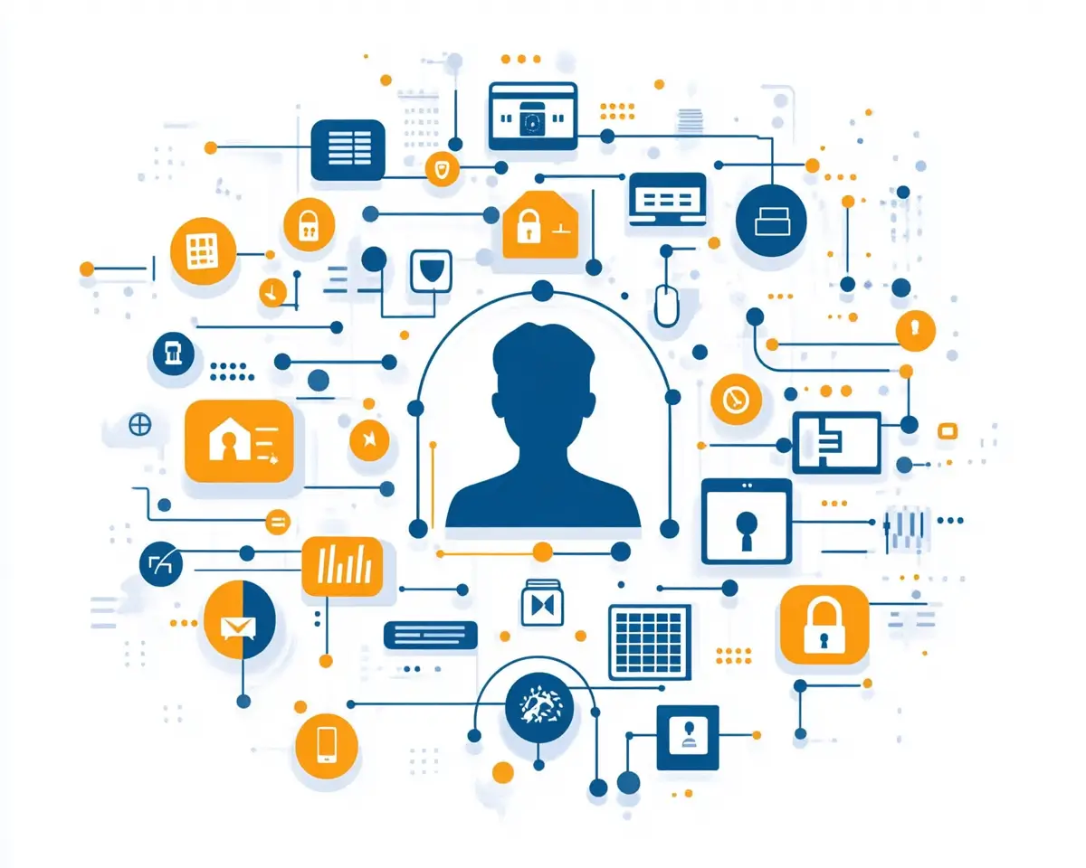 Ein stilvoll gekleideter Geschäftsmensch hält eine NFC-Visitenkarte an ein Smartphone, das eine Bestätigungsnachricht anzeigt