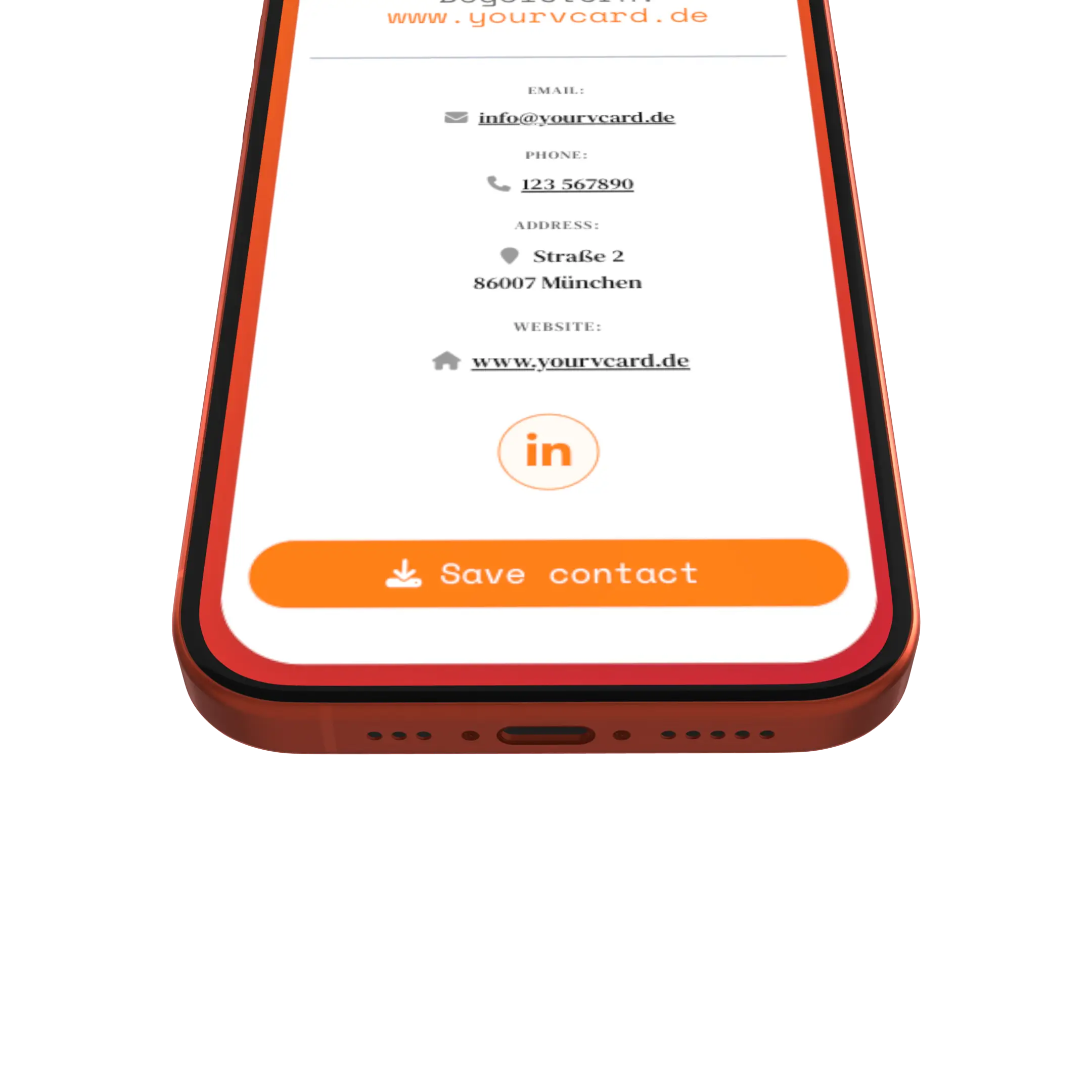 Digitale Visitenkarte in Englisch