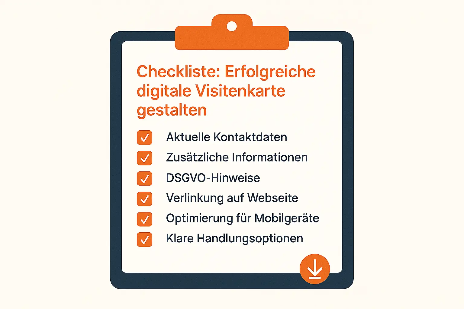 Checkliste mit Tipps zu digialen Visitenkarten