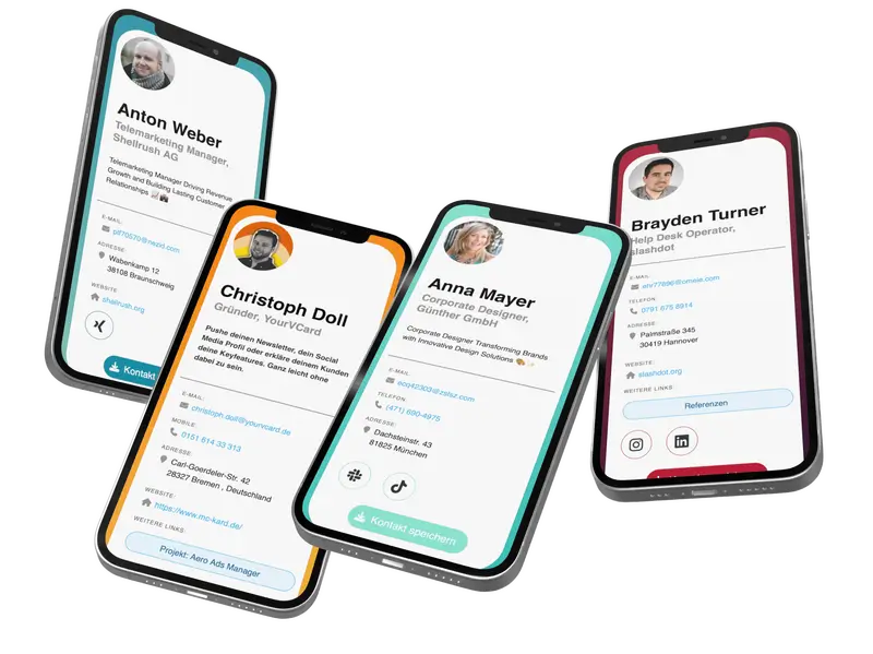 Auf dem iPhone angezeigte digitale Visitenkarten