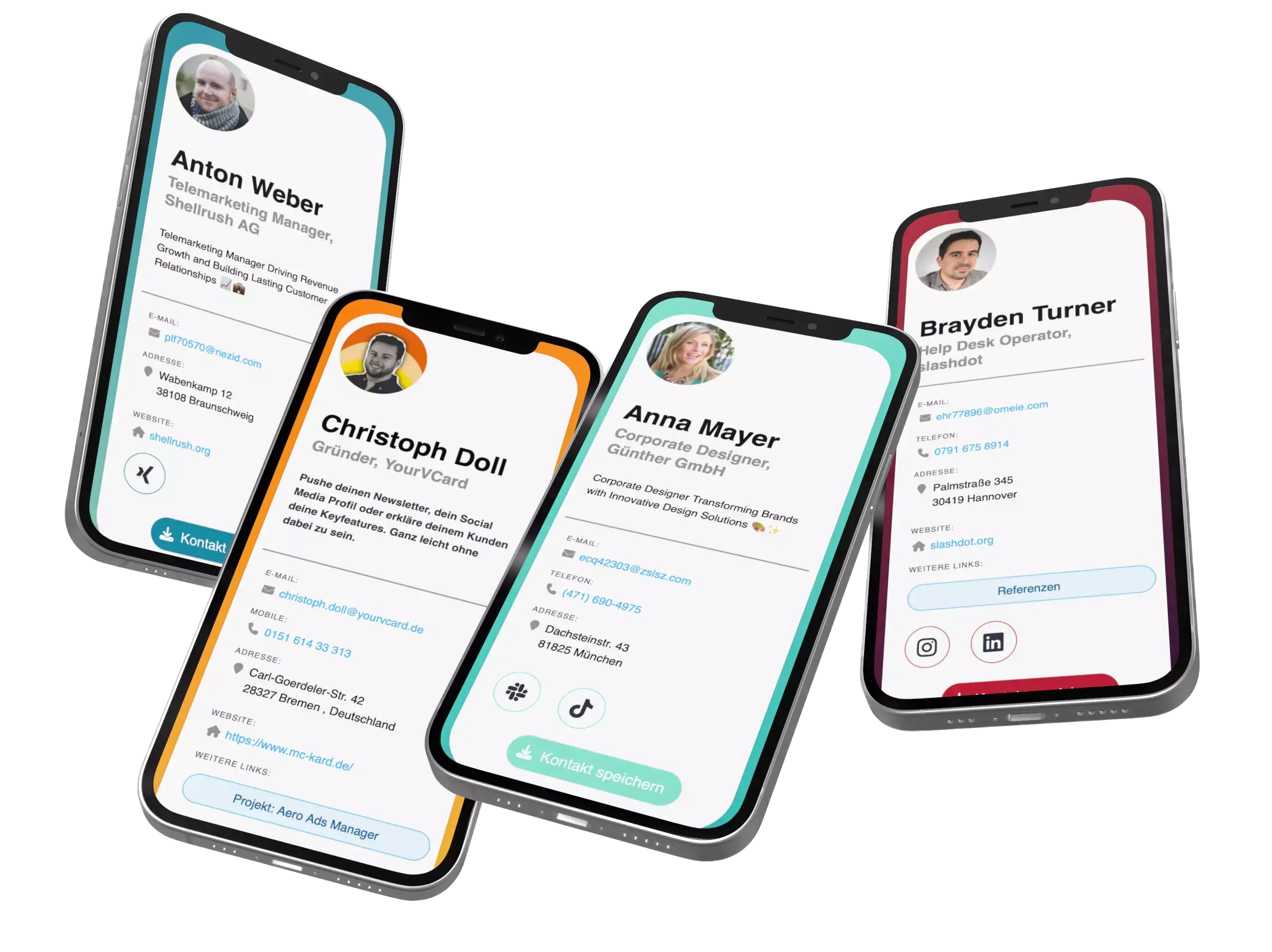 Auf dem iPhone angezeigte digitale Visitenkarten